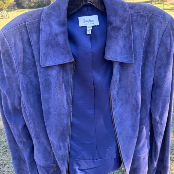 Neiman Marcus Suede blue jacket - Picture 1 of 4